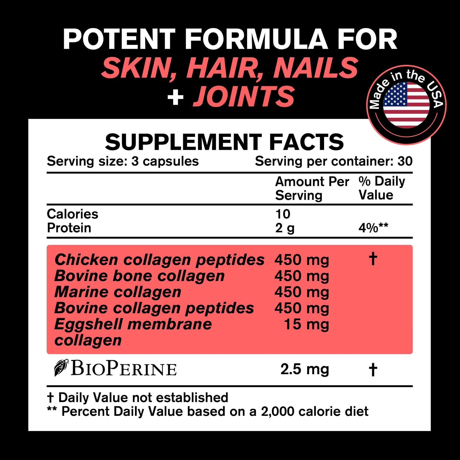 VitaRaw Collagen Pills 1800 mg - Multi Collagen Supplements (Types I, II, III, V & X) Grass Fed Non GMO Collagen Peptides Pills for Hair, Skin and Joints - Hydrolyzed Collagen Protein Powder - dailyvitalstore
