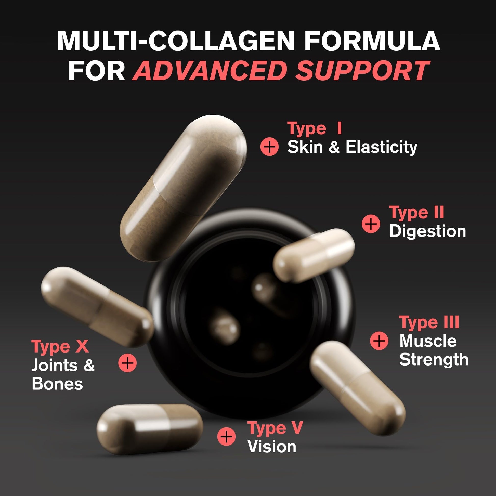 VitaRaw Collagen Pills 1800 mg - Multi Collagen Supplements (Types I, II, III, V & X) Grass Fed Non GMO Collagen Peptides Pills for Hair, Skin and Joints - Hydrolyzed Collagen Protein Powder - dailyvitalstore