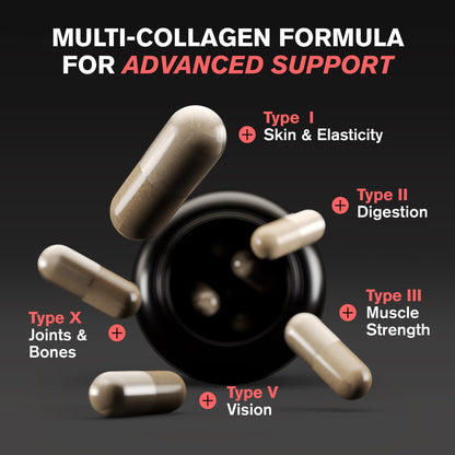VitaRaw Collagen Pills 1800 mg - Multi Collagen Supplements (Types I, II, III, V & X) Grass Fed Non GMO Collagen Peptides Pills for Hair, Skin and Joints - Hydrolyzed Collagen Protein Powder - dailyvitalstore