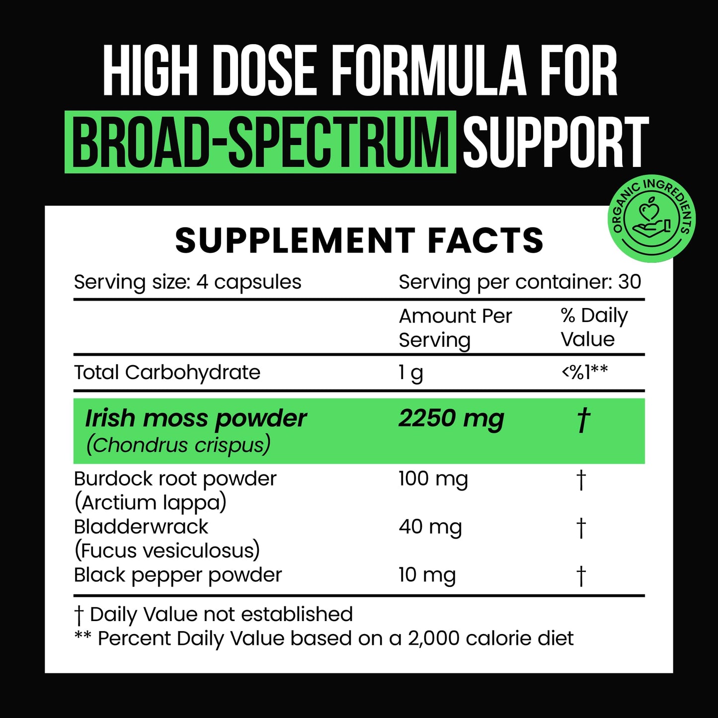 VitaRaw Organic Irish Sea Moss Capsules 2400 mg - Burdock Root and Bladderwrack Powder Real Seamoss Pills for Immune Support, Joint and Gut Health Help - Raw Sea Moss Advanced Herbal Supplement - dailyvitalstore