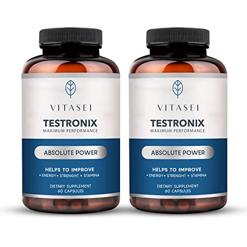 VITASEI Testronix Performance Supplement for Men - Energy and Muscle Supplements for Mens Health - 60 Capsules (Pack of 2) - dailyvitalstore