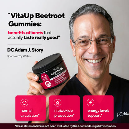 VitaUp Beet Root Gummies – Beetroot Gummies with CoQ10, Grape Seed, Vitamin C, B12 & B3 – Nitric Oxide Gummies for Circulation Support – Beet Supplement for Energy - dailyvitalstore