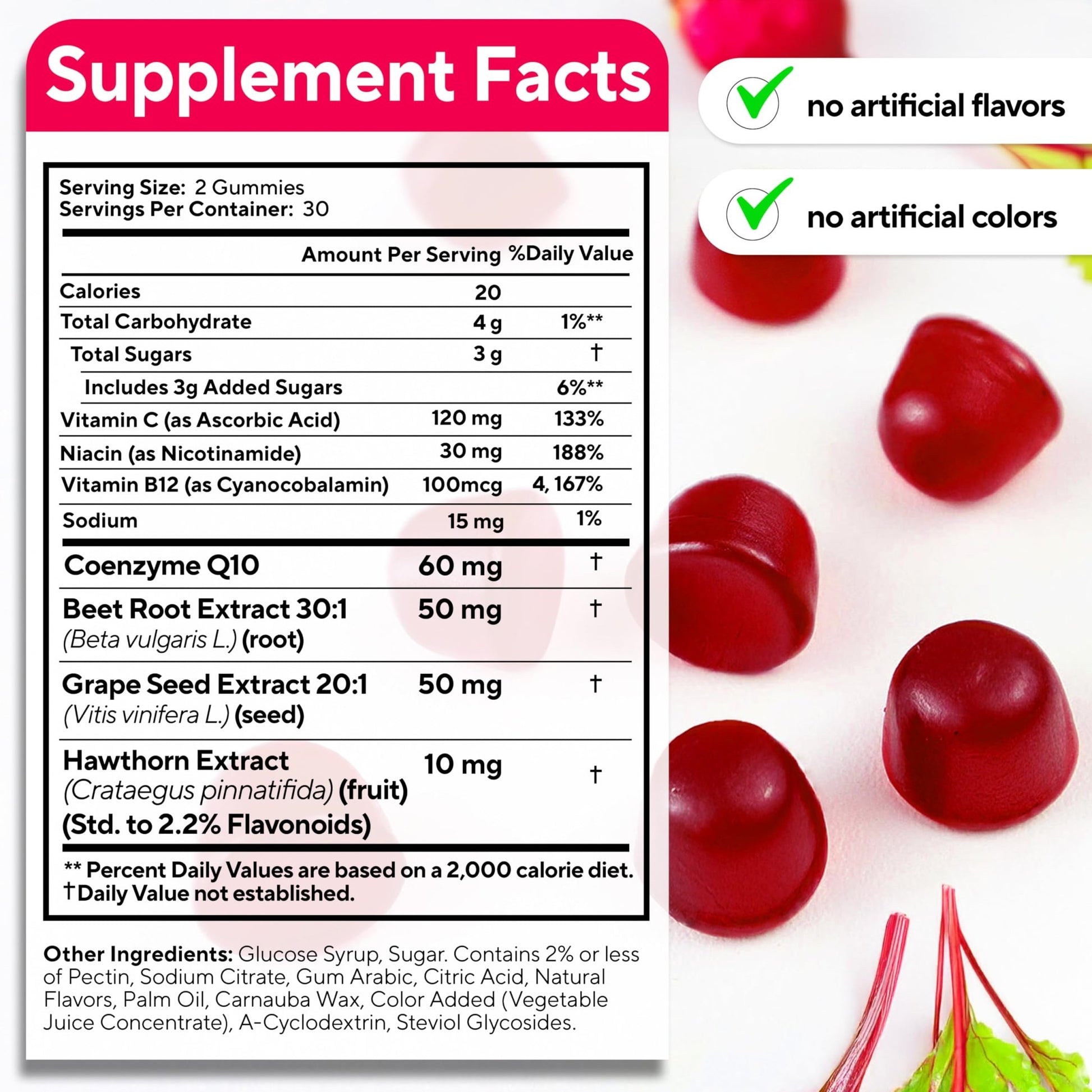 VitaUp Beet Root Gummies – Beetroot Gummies with CoQ10, Grape Seed, Vitamin C, B12 & B3 – Nitric Oxide Gummies for Circulation Support – Beet Supplement for Energy - dailyvitalstore