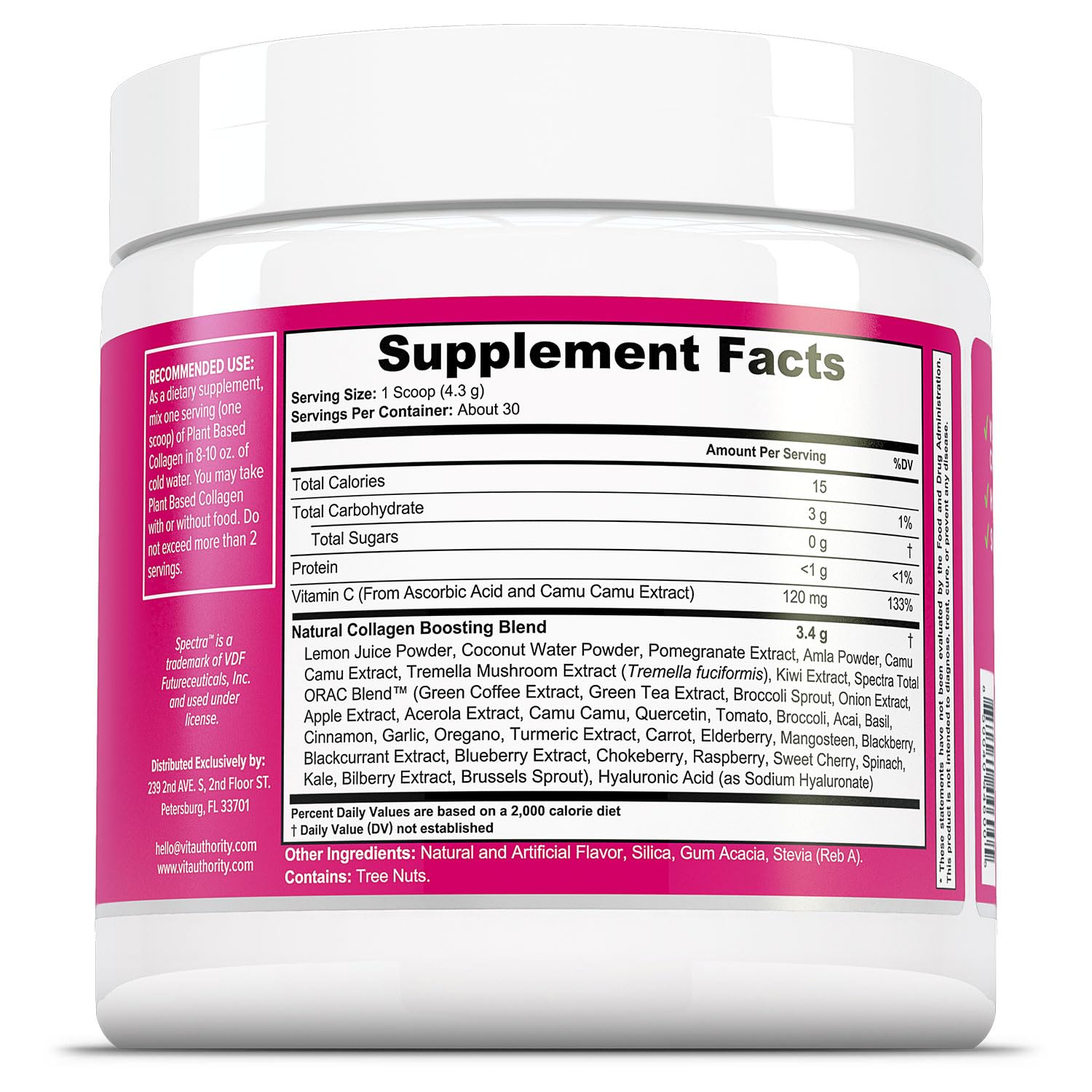 Vitauthority Vegan Collagen Powder for Women - Plant Based Collagen Supplement for Women with Proprietary Vegan Hair Skin and Nails Vitamins - dailyvitalstore