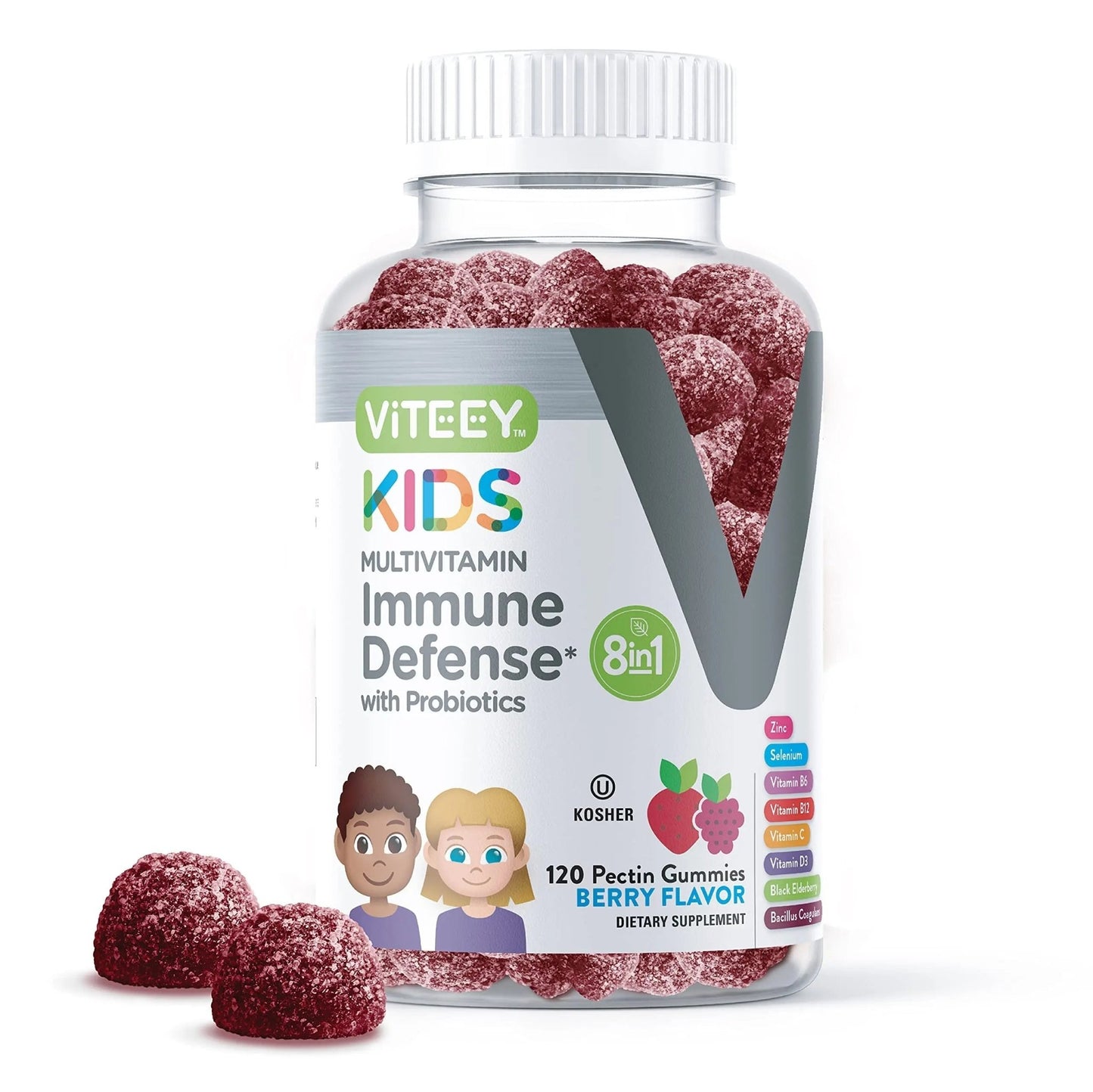 Viteey Kids Multivitamin Gummies with Probiotics - 8-1 Kids Vitamins for Immune Health Support with Vitamin C, D3, B12, B6 - dailyvitalstore