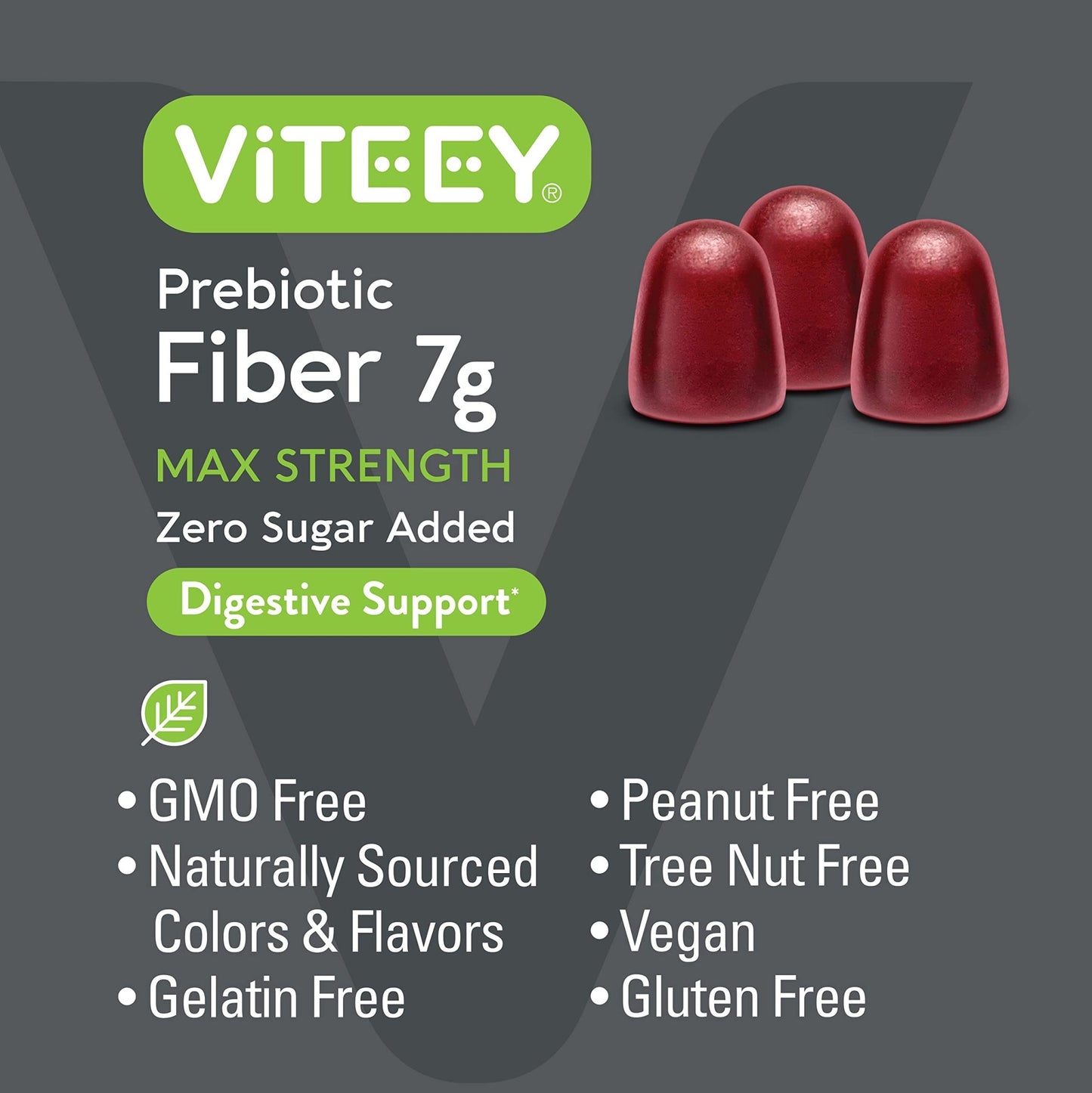 VITEEY Prebiotic Fiber Gummies for Adults, 7g - Gut Health & Digestive Soluble Fiber Supplement Gummies - Zero Sugar Added, Vegan, Gluten-Free - 180 Count - dailyvitalstore