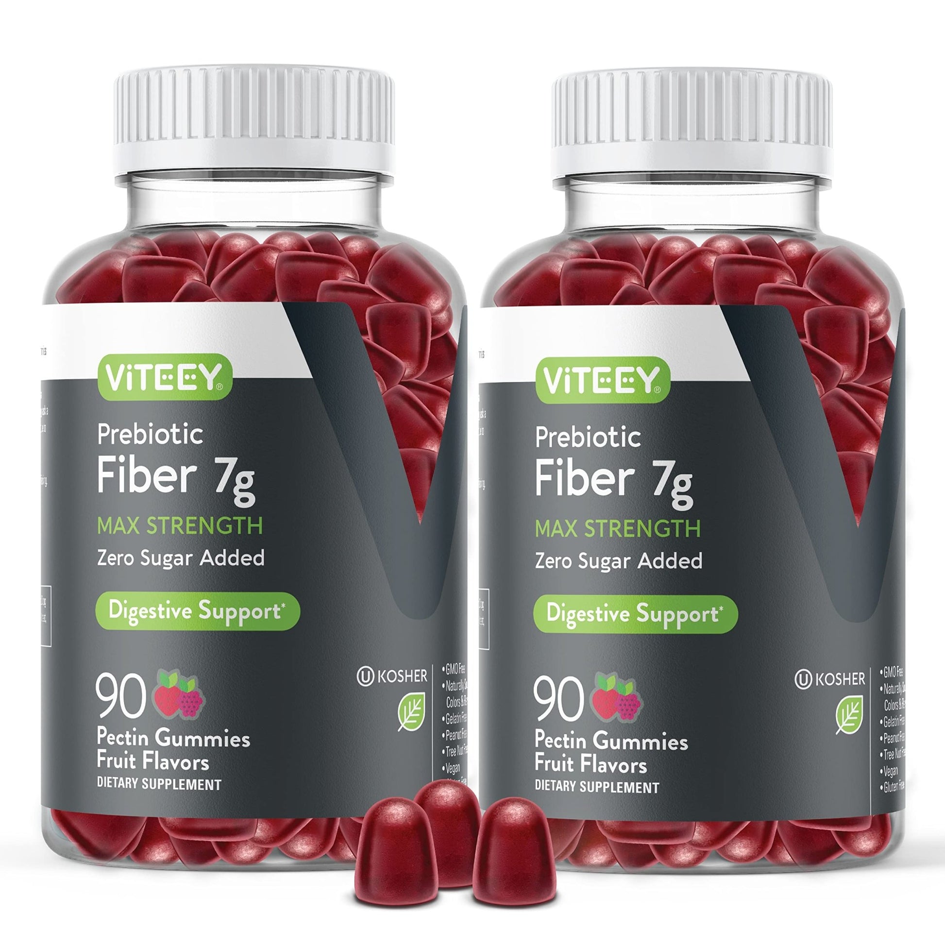 VITEEY Prebiotic Fiber Gummies for Adults, 7g - Gut Health & Digestive Soluble Fiber Supplement Gummies - Zero Sugar Added, Vegan, Gluten-Free - 180 Count - dailyvitalstore