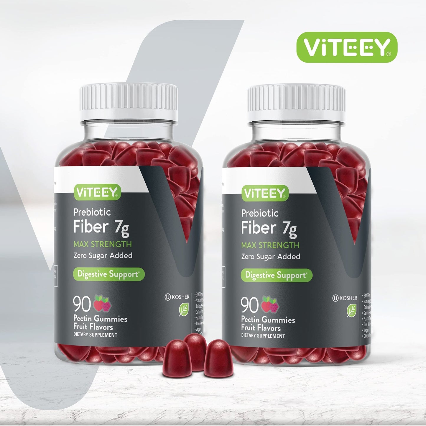 VITEEY Prebiotic Fiber Gummies for Adults, 7g - Gut Health & Digestive Soluble Fiber Supplement Gummies - Zero Sugar Added, Vegan, Gluten-Free - 180 Count - dailyvitalstore