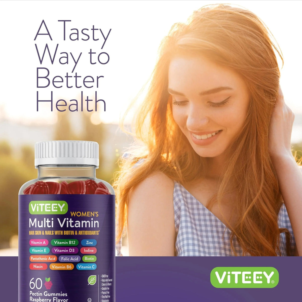 Viteey Womens Multivitamin Gummies - Immune Support - 12 in 1 Essential Vitamins & Minerals - Vitamin A, C, D3, E, B6, B12, Folic Acid, Biotin, Calcium - dailyvitalstore
