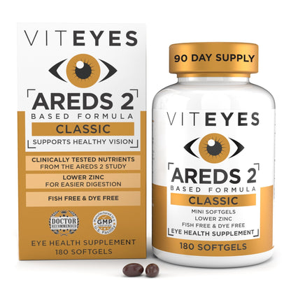 Viteyes AREDS 2 Classic Macular Health Formula Softgels, Eye Health Vitamin to Support Macular Health, Lower Zinc, Eye Vitamins, Macular Vitamins, Beta-Carotene Free, 180 Softgels - dailyvitalstore