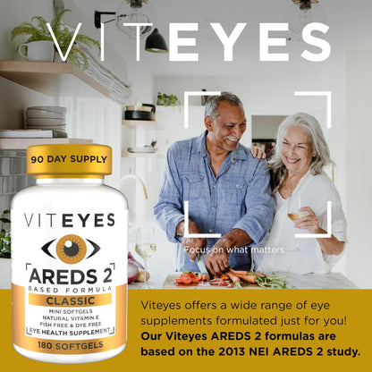 Viteyes AREDS 2 Classic Macular Health Formula Softgels, Eye Health Vitamin to Support Macular Health, Lower Zinc, Eye Vitamins, Macular Vitamins, Beta-Carotene Free, 180 Softgels - dailyvitalstore