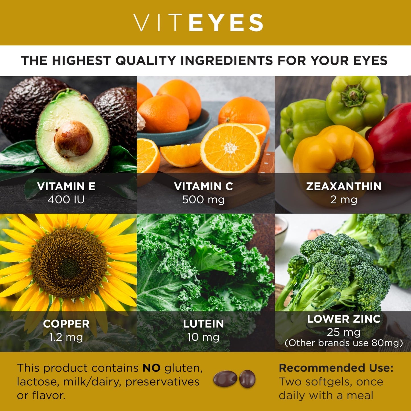 Viteyes AREDS 2 Classic Macular Health Formula Softgels, Eye Health Vitamin to Support Macular Health, Lower Zinc, Eye Vitamins, Macular Vitamins, Beta-Carotene Free, 180 Softgels - dailyvitalstore