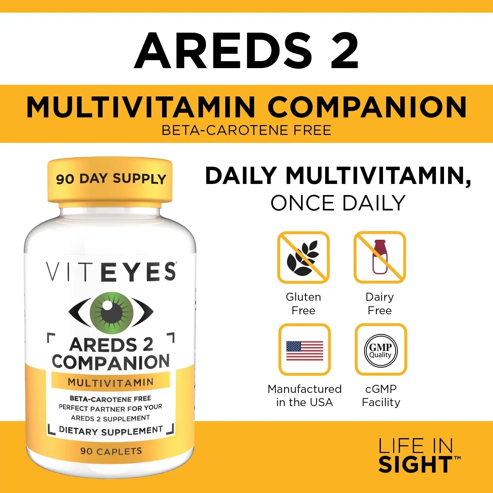 Viteyes Classic AREDS 2 Companion Beta-Carotene Free Multivitamin Supplement, Comprehensive Multivitamin Formula - dailyvitalstore
