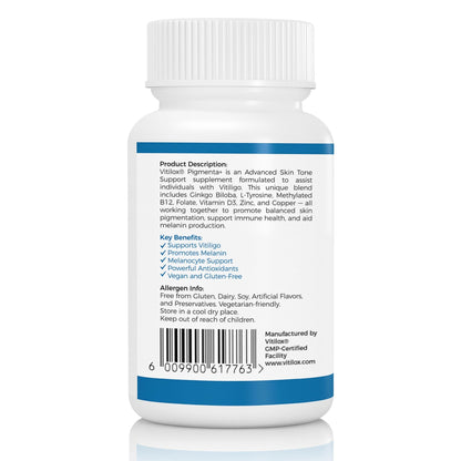 Vitilox Pigmenta+ Advanced, Skin Tone Support Supplement – 60 Tablets | 2 Months | Natural Vitiligo Skin Pigmentation Support | Reduce White Body Spots - dailyvitalstore