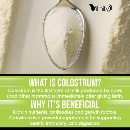 VITINITY Grass Fed Bovine Colostrum Powder for Humans 3000 mg - Natural IgG Colostrum Supplement Gut Health, Immune Support, Muscle Recovery, Wellness | Pure Colostrum Superfood,Unflavored 2 Pack - dailyvitalstore