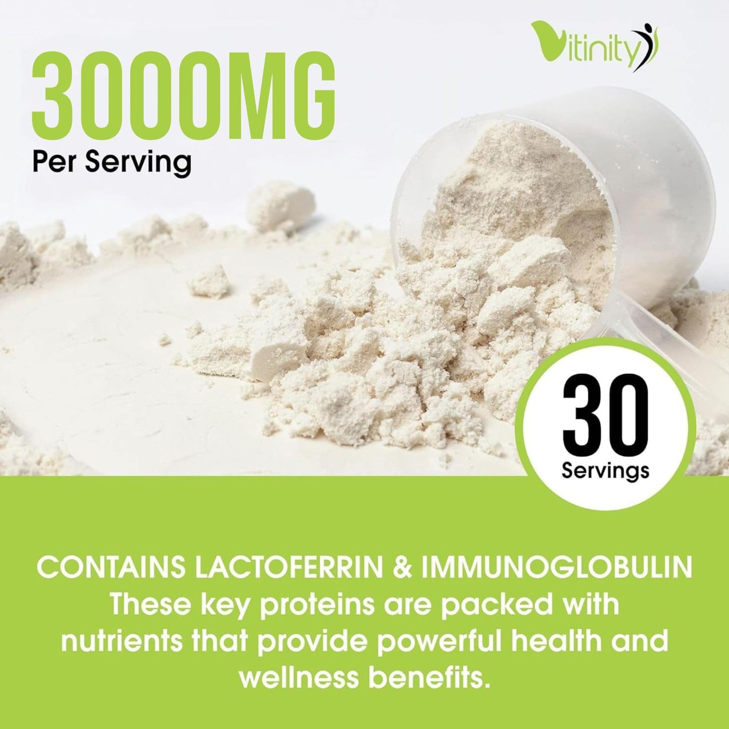 VITINITY Grass Fed Bovine Colostrum Powder for Humans 3000 mg - Natural IgG Colostrum Supplement Gut Health, Immune Support, Muscle Recovery, Wellness | Pure Colostrum Superfood,Unflavored 2 Pack - dailyvitalstore