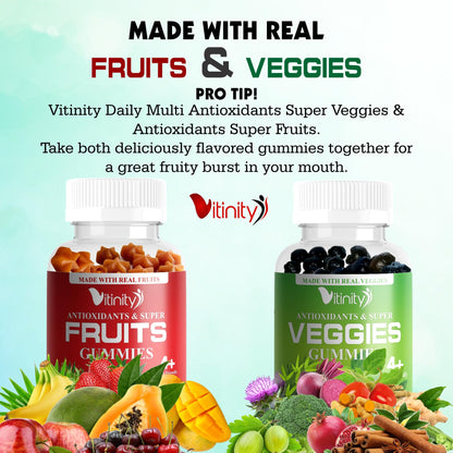 VITINITY Made with Real Fruit-Real Veggie Gummies-Superfood Vegetable Vitamin Supplement for Women,Men,Kids-Blend of Fruit and Greens for Daily Health.Fruits and Vegetables Supplements (30-Day Supply) - dailyvitalstore
