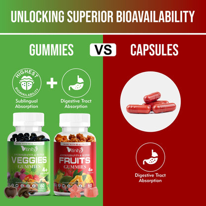 VITINITY Made with Real Fruit-Real Veggie Gummies-Superfood Vegetable Vitamin Supplement for Women,Men,Kids-Blend of Fruit and Greens for Daily Health.Fruits and Vegetables Supplements (30-Day Supply) - dailyvitalstore