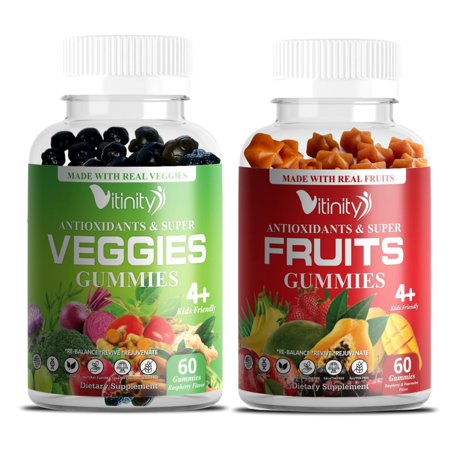 VITINITY Made with Real Fruit-Real Veggie Gummies-Superfood Vegetable Vitamin Supplement for Women,Men,Kids-Blend of Fruit and Greens for Daily Health.Fruits and Vegetables Supplements (30-Day Supply) - dailyvitalstore