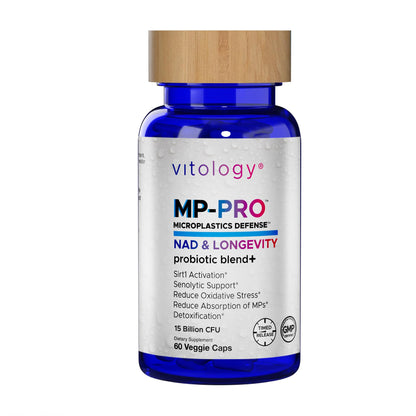 Vitology MP-PRO Microplastics Defense | 15 Billion CFU Probiotic + Antioxidant Blend | NMN, NAC, Glutathione, Resveratrol & Charcoal | Supports Cellular Detox, Longevity & Gut Health – 60 Capsules - dailyvitalstore