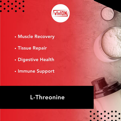 Vivion L-Threonine Powder 1000 Grams - Amino Acid Powdered for Manufacturing Muscle Recovery, Immune & Gut Health Tablet Capsule Formulations - 1 kg (2.2 lb) - dailyvitalstore
