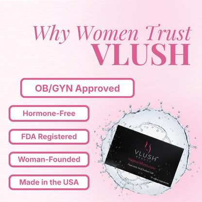 VLUSH Vaginal Moisturizer: Hormone-Free Hyaluronic Acid Suppositories for Dryness & Intimate Comfort – Clean Support for Menopause & Perimenopause (10pk) - dailyvitalstore
