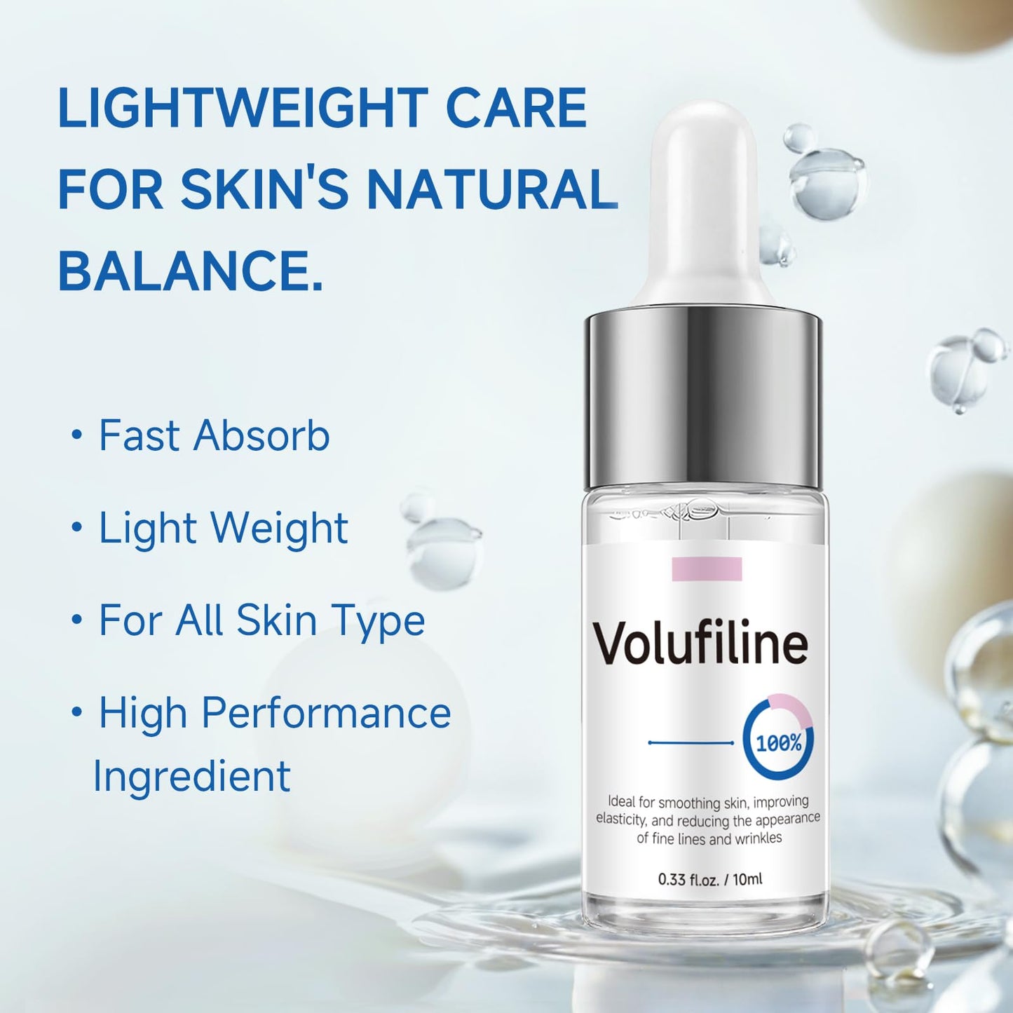 Volufiline Serum, Volufiline Under Eye Serum, Cosmetic Grade Ampoule for Skin Elasticity Improvement, Face & Body Fine Lines, Hydrating Texture, 10ml*2 - dailyvitalstore