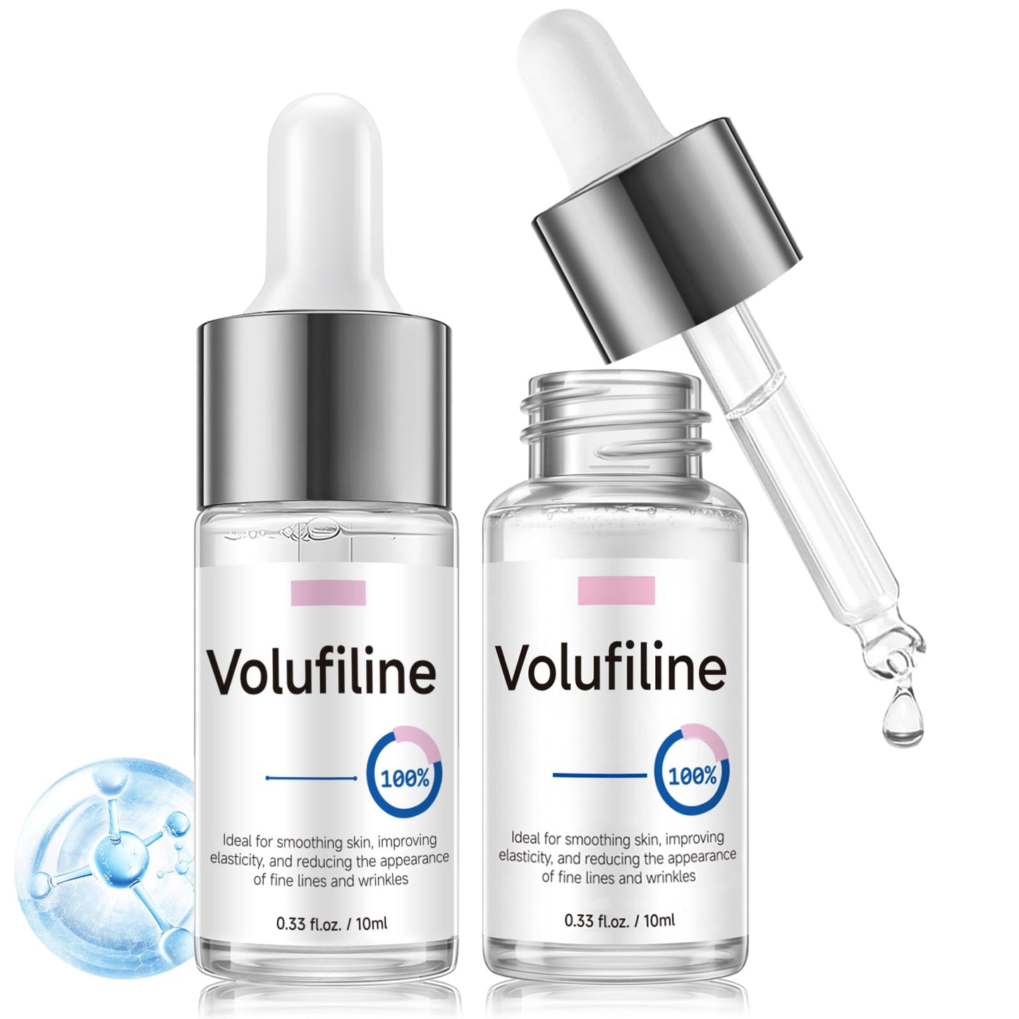 Volufiline Serum, Volufiline Under Eye Serum, Cosmetic Grade Ampoule for Skin Elasticity Improvement, Face & Body Fine Lines, Hydrating Texture, 10ml*2 - dailyvitalstore