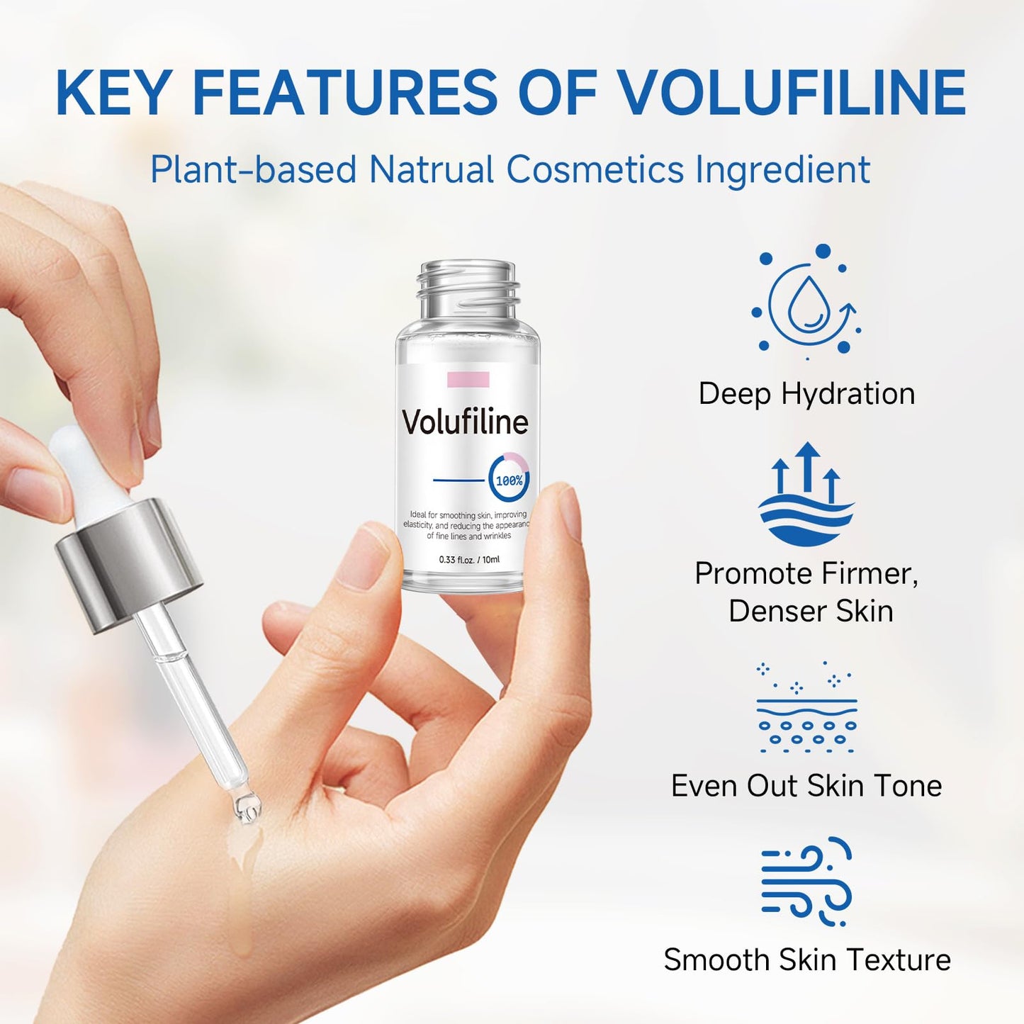 Volufiline Serum, Volufiline Under Eye Serum, Cosmetic Grade Ampoule for Skin Elasticity Improvement, Face & Body Fine Lines, Hydrating Texture, 10ml*2 - dailyvitalstore