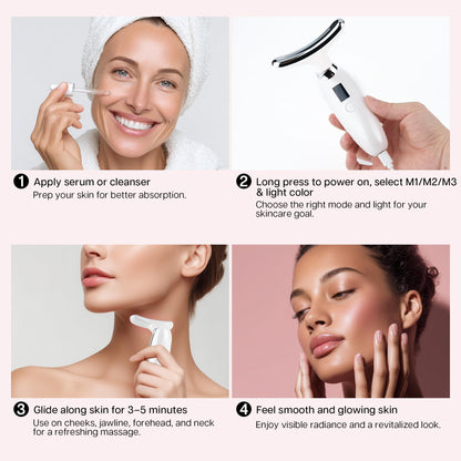 VRAIKO Lilac 7-in-1 Beauty Massager for Face and Neck - Jawline Lifting & Firming - Face Lymphatic Drainage Massager for Anti Aging Wrinkle, Forehead Lines, and Dark Circles, White - dailyvitalstore