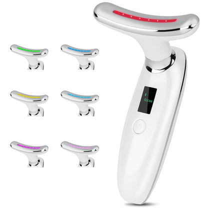 VRAIKO Lilac 7-in-1 Beauty Massager for Face and Neck - Jawline Lifting & Firming - Face Lymphatic Drainage Massager for Anti Aging Wrinkle, Forehead Lines, and Dark Circles, White - dailyvitalstore