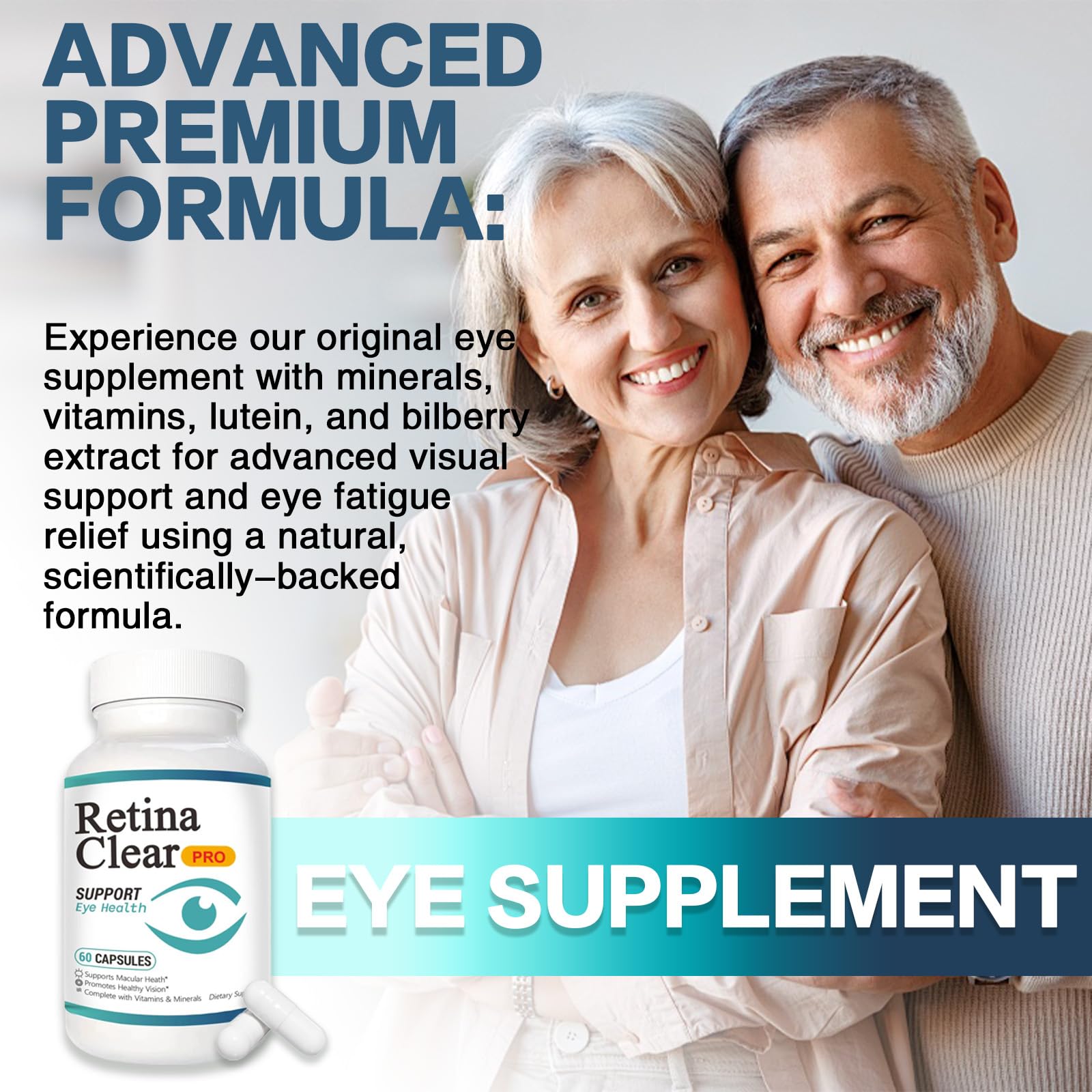 Vunexo Retina Clear Pro Eye Health Support Supplement, with Minerals and Vitamins, Lutein and Bilberry Extract Supports Visual Clarity, Eye Fatigue Relief & Focus（2PCS - dailyvitalstore