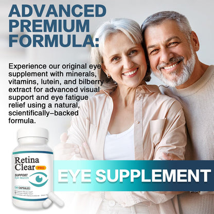 Vunexo Retina Clear Pro Eye Health Support Supplement, with Minerals and Vitamins, Lutein and Bilberry Extract Supports Visual Clarity, Eye Fatigue Relief & Focus（2PCS - dailyvitalstore