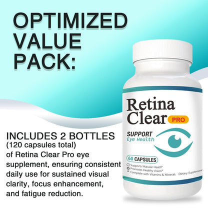 Vunexo Retina Clear Pro Eye Health Support Supplement, with Minerals and Vitamins, Lutein and Bilberry Extract Supports Visual Clarity, Eye Fatigue Relief & Focus（2PCS - dailyvitalstore