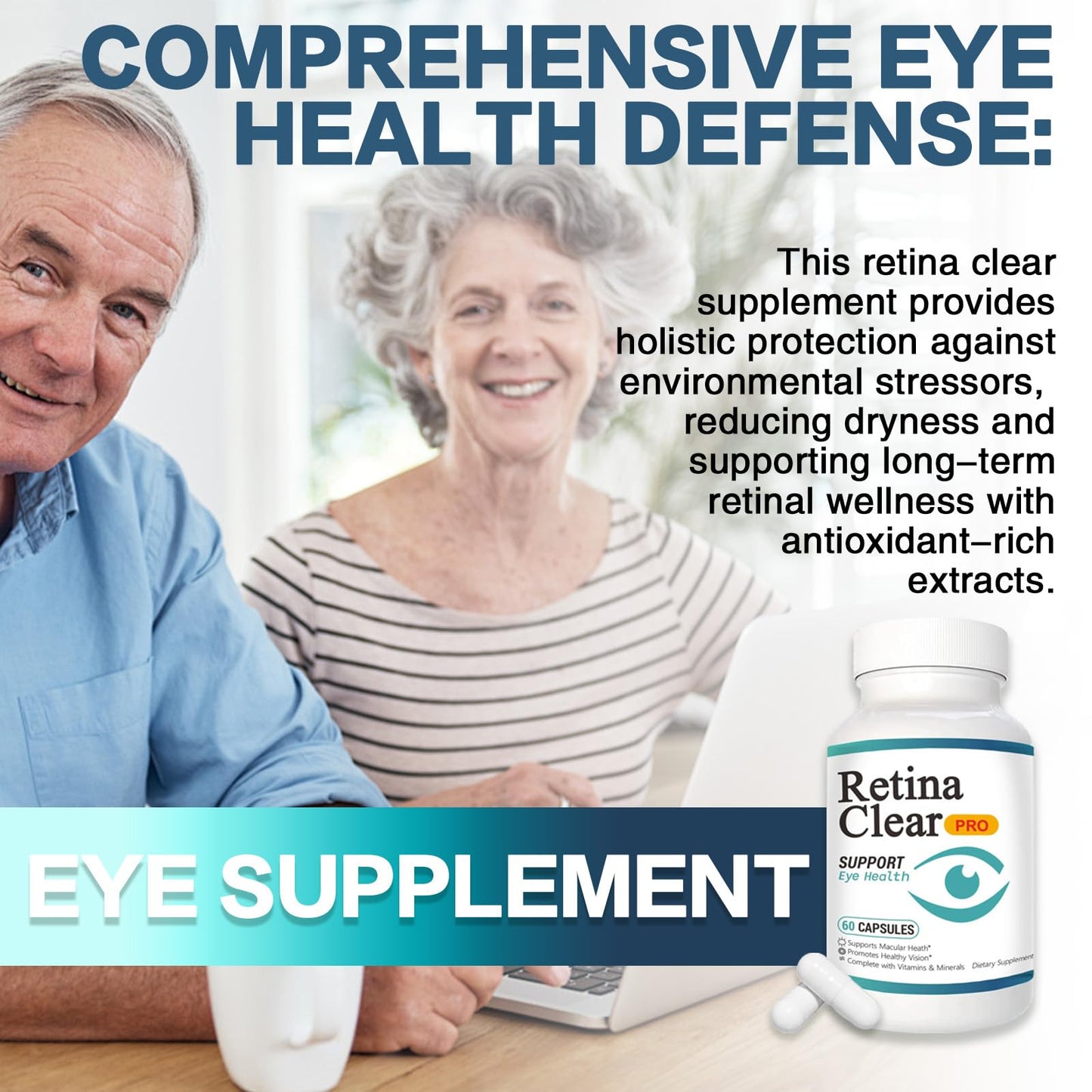 Vunexo Retina Clear Pro Eye Health Support Supplement, with Minerals and Vitamins, Lutein and Bilberry Extract Supports Visual Clarity, Eye Fatigue Relief & Focus（2PCS - dailyvitalstore