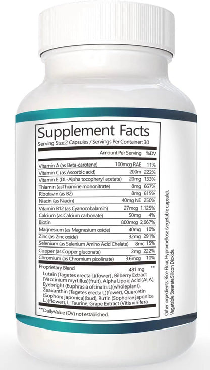 Vunexo Retina Clear Pro Eye Health Support Supplement, with Minerals and Vitamins, Lutein and Bilberry Extract Supports Visual Clarity, Eye Fatigue Relief & Focus（2PCS - dailyvitalstore