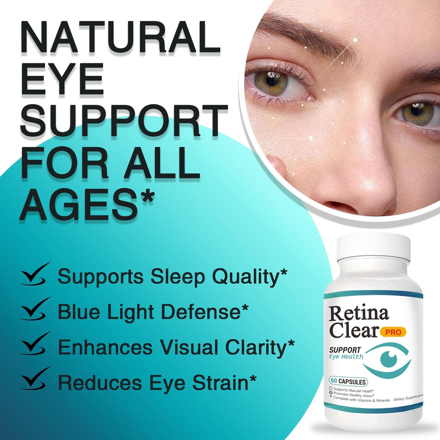 Vunexo Retina Clear Pro Eye Health Support Supplement, with Minerals and Vitamins, Lutein and Bilberry Extract Supports Visual Clarity, Eye Fatigue Relief & Focus（2PCS - dailyvitalstore