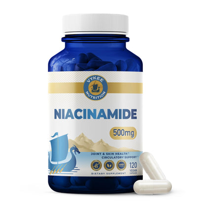 Vykee Nutrition Niacinamide Capsules - Vitamin B3 Supplement for Skin Wellness Cellular Energy and Metabolic Support - Vegan, Non-GMO Gluten Free - dailyvitalstore