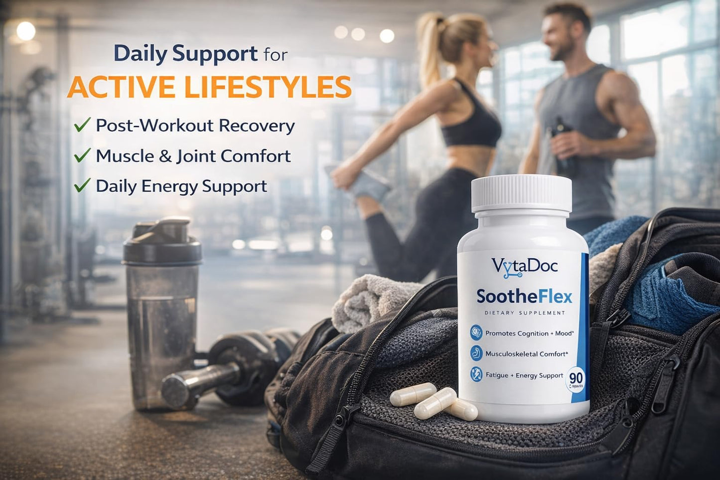 VytaDoc SootheFlex Joint, Energy & Mood Support for Women | Turmeric 900mg, Ferrochel® Iron, Magnesium Malate, Vitamin D3, Ginger, Selenium | 90 Capsules | Gentle Iron — Easy on Digestion - dailyvitalstore