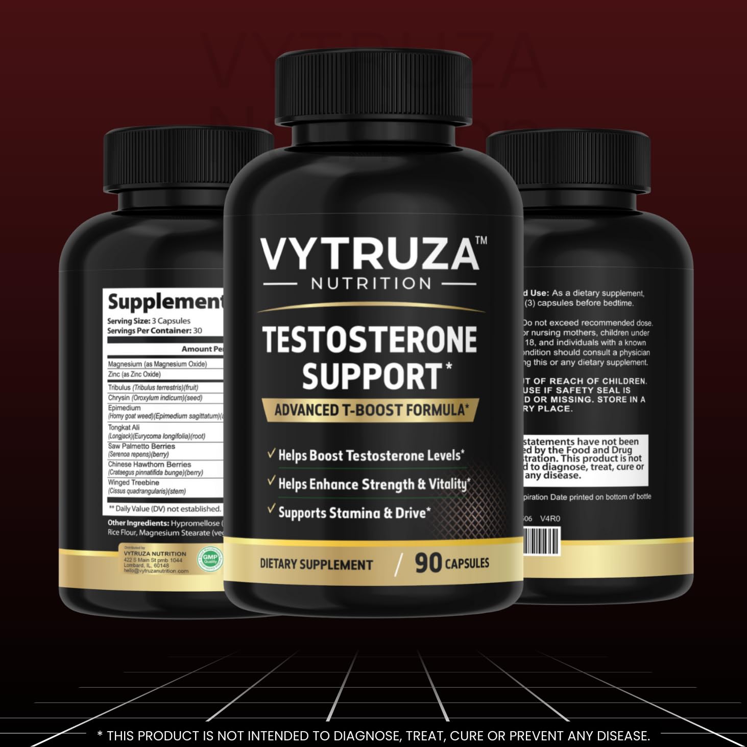 VYTRUZA Nutrition Advanced T-Boost Formula Test Support Capsules, Premium Ingredients, Energy, Strength Support Supplement for Men, 90 Capsules - dailyvitalstore
