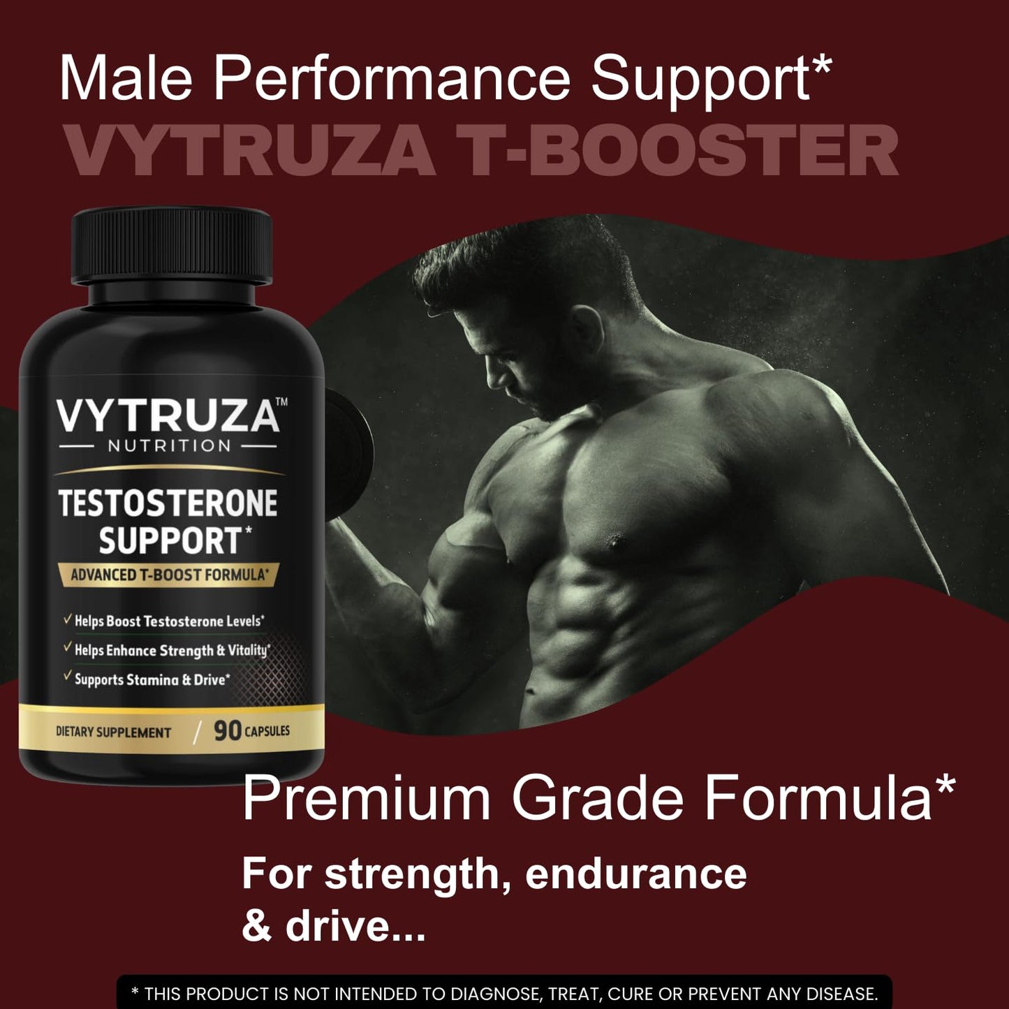 VYTRUZA Nutrition Advanced T-Boost Formula Test Support Capsules, Premium Ingredients, Energy, Strength Support Supplement for Men, 90 Capsules - dailyvitalstore