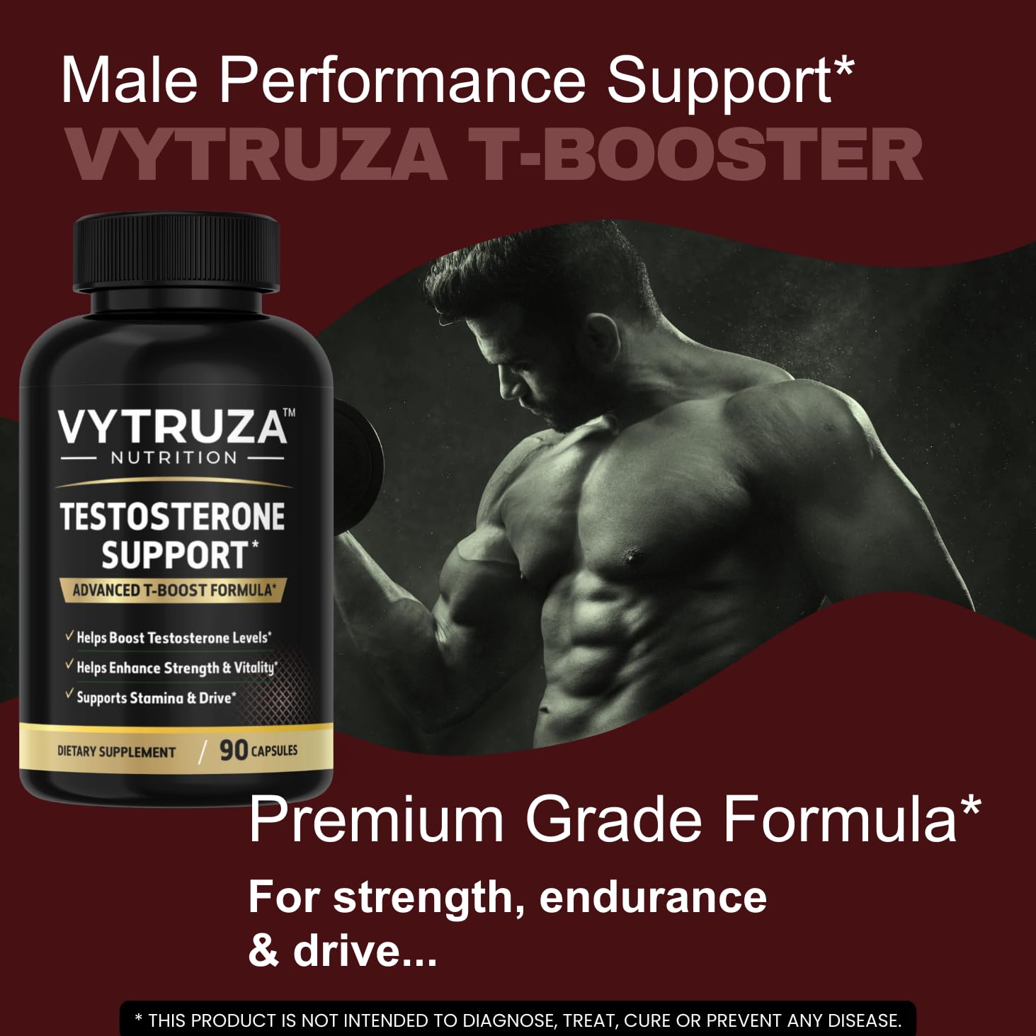 VYTRUZA Nutrition Advanced T-Boost Formula Test Support Capsules, Premium Ingredients, Energy, Strength Support Supplement for Men, 90 Capsules - dailyvitalstore