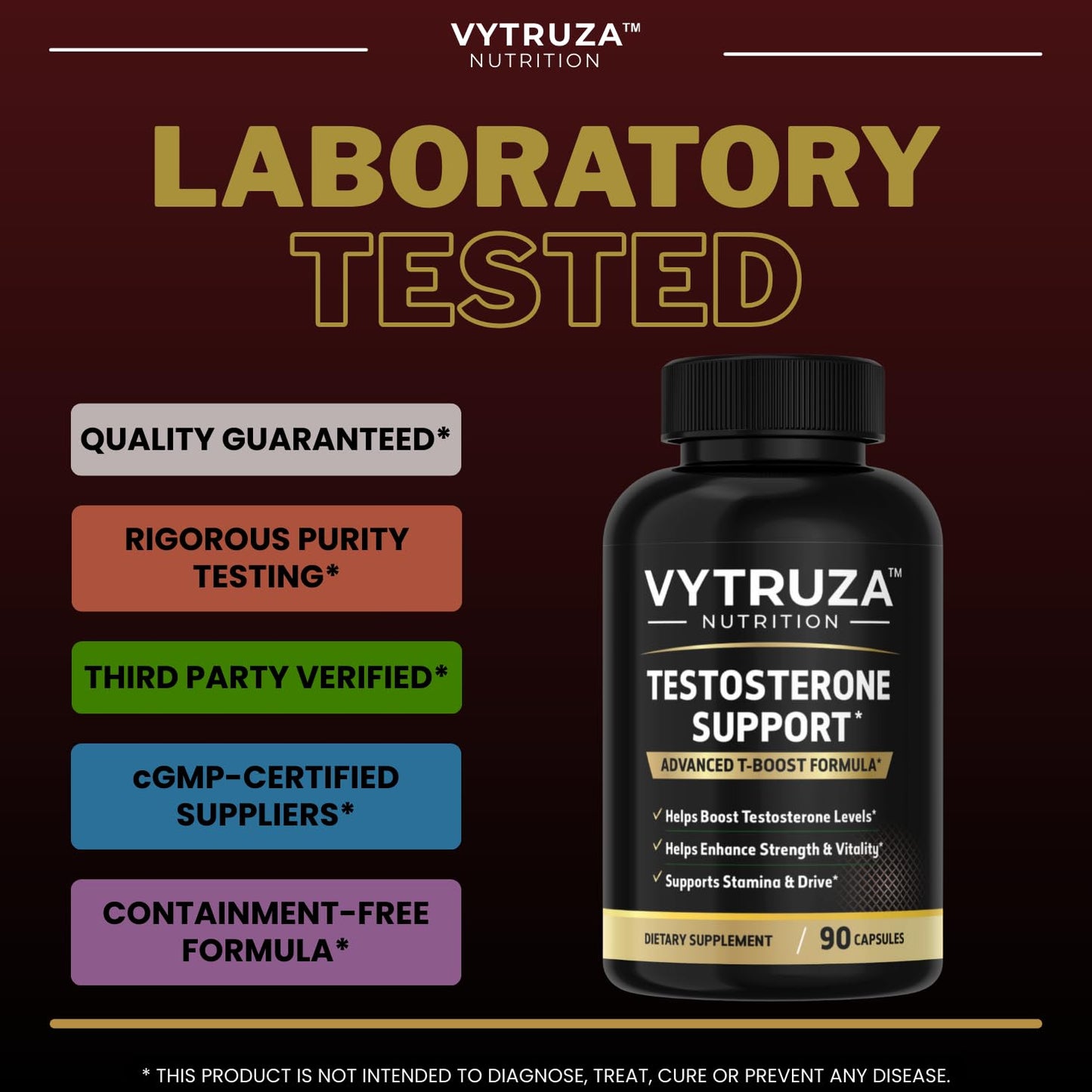 VYTRUZA Nutrition Advanced T-Boost Formula Test Support Capsules, Premium Ingredients, Energy, Strength Support Supplement for Men, 90 Capsules - dailyvitalstore