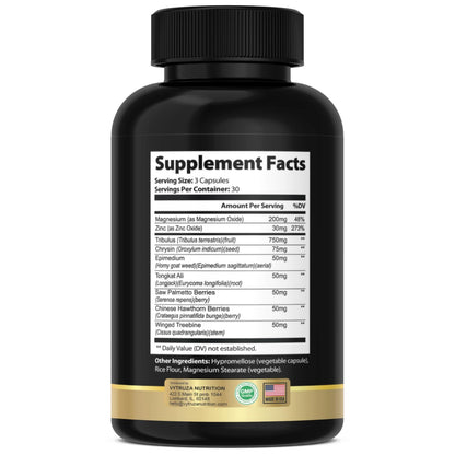 VYTRUZA Nutrition Advanced T-Boost Formula Test Support Capsules, Premium Ingredients, Energy, Strength Support Supplement for Men, 90 Capsules - dailyvitalstore