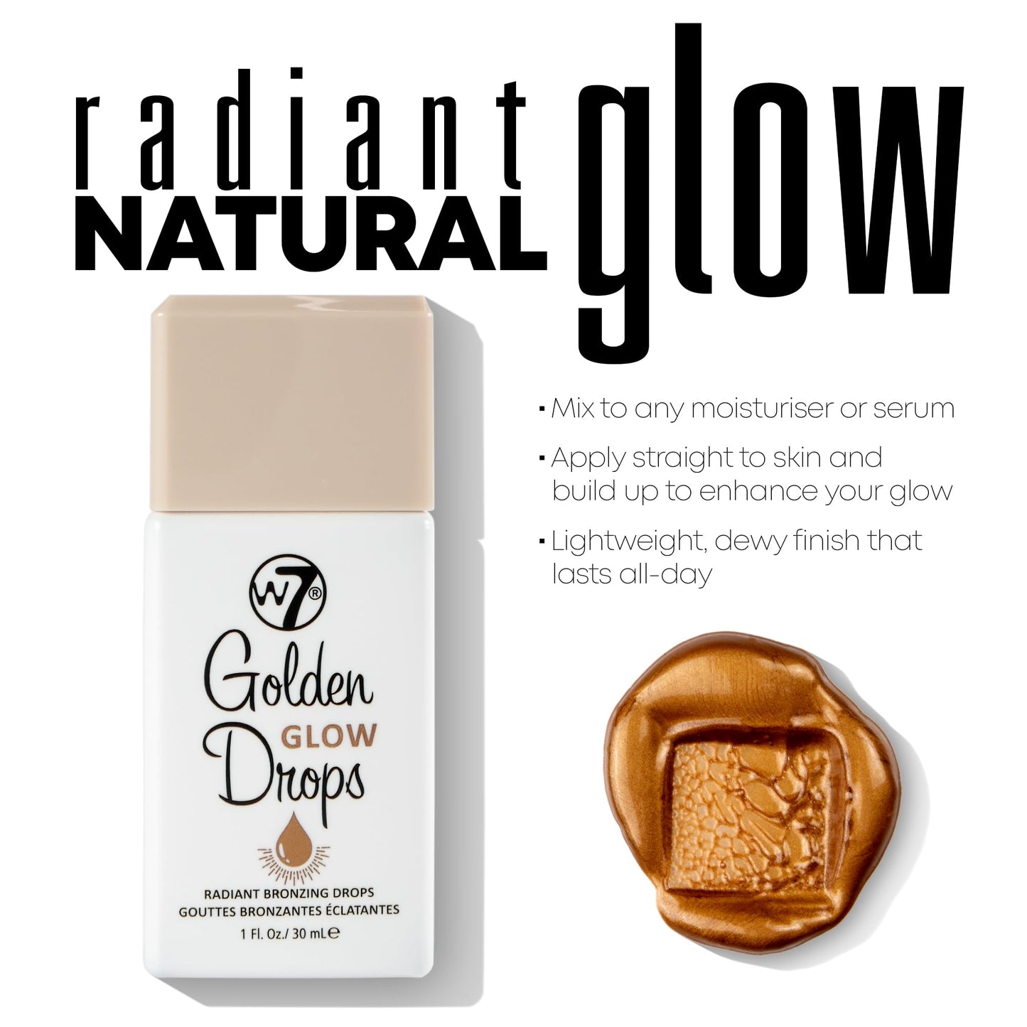W7 Golden Glow Drops - Liquid Bronzing Drops For Flawless Skin & A Radiant Finish - dailyvitalstore