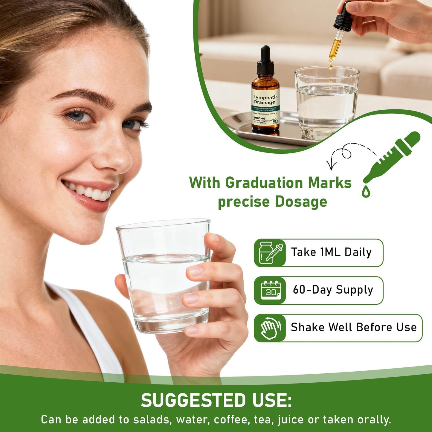 Wacipek Organic Lymphatic Drainage Drops, Lymphatic Drainage Supplement for Healthy Lymph Circulation, Reduce Bloating & Support Detox, Alcohol-Free Liquid Blend, 2 Fl Oz(60ml) - dailyvitalstore