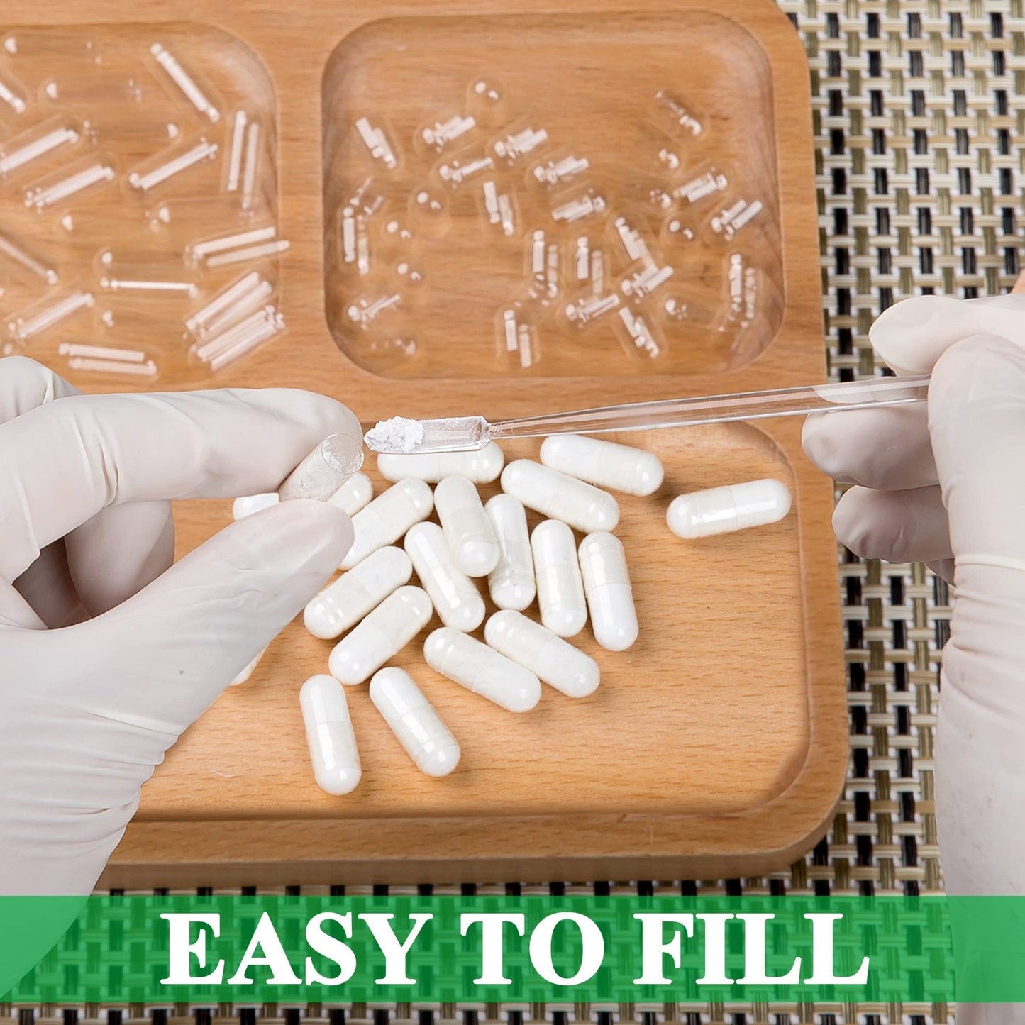 wananfu Size 0 Empty Capsules Vegetarian (100 Count) Bundle with Micro Lab Spoon, Clear Fillable Veggie Pill Capsules Size 0 for Making Your Own Supplements - dailyvitalstore