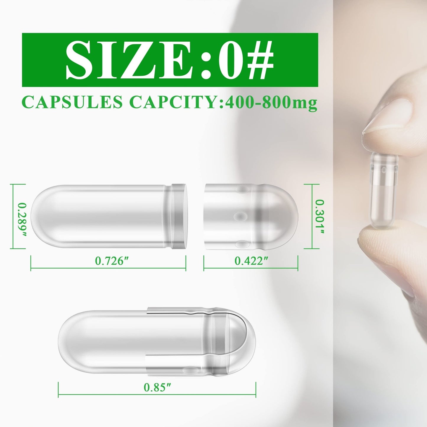 wananfu Size 0 Empty Capsules Vegetarian (100 Count) Bundle with Micro Lab Spoon, Clear Fillable Veggie Pill Capsules Size 0 for Making Your Own Supplements - dailyvitalstore