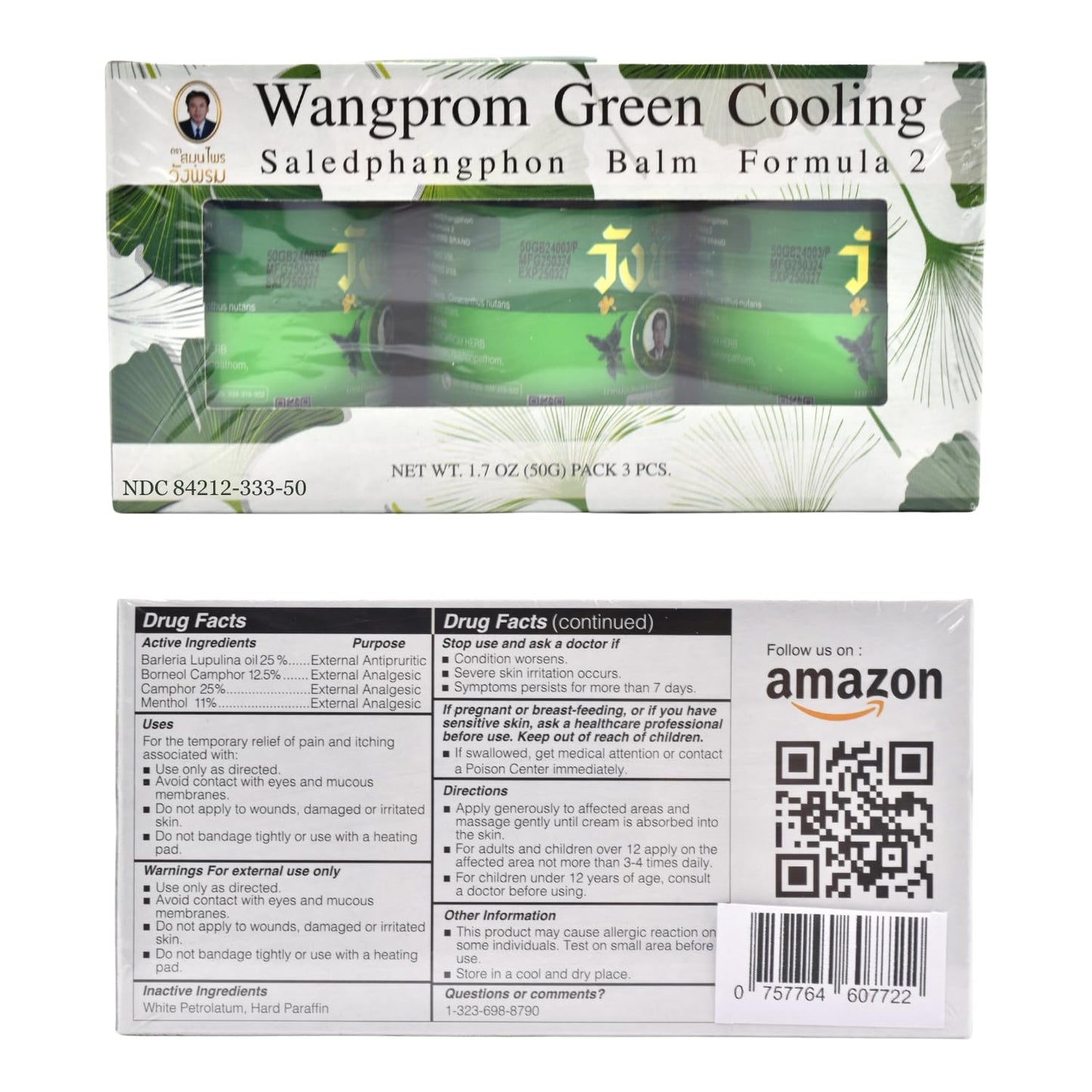 Wang Prom Herbal Balm 50g (Pack of 3) (Green) - dailyvitalstore
