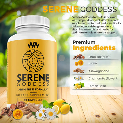 Warped Wellness Womens Supplement That Boosts Mood, Helps Relax The Mind & Body, Relieves Tension & Worries| Magnolia Bark for Female Specific Help| Serene Goddess | Vitamin Helps Boost Mood - dailyvitalstore